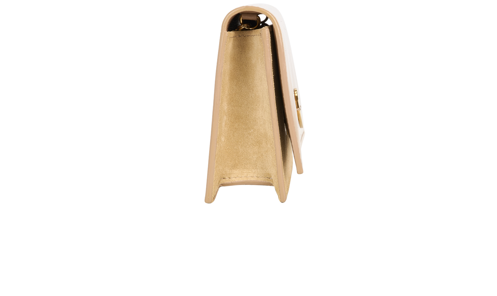 Fie Chain Clutch, &pound;250, Handbags, Beige, Patent Leather/Suede, Side view